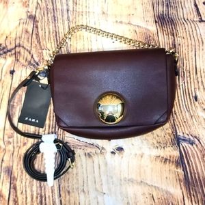 NWT ZARA burghundy crossbody Mini Bag
